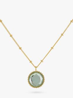 Auree Barcelona Personalised Birthstone Gold Vermeil Beaded Pendant Necklace, Green Amethyst - August