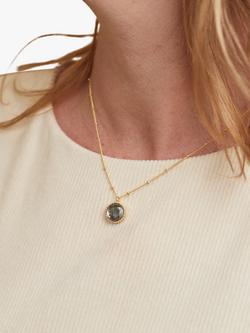 Auree Barcelona Personalised Birthstone Gold Vermeil Beaded Pendant Necklace - view 2, Green Amethyst - August