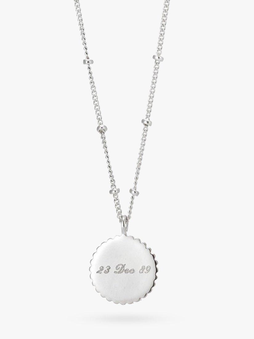 Product image 6 of 6, which shows Auree Barcelona Personalised Birthstone Sterling Silver Beaded Pendant Necklace, Blue Topaz - March