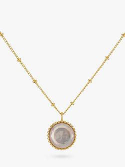 Auree Barcelona Personalised Birthstone Gold Vermeil Beaded Pendant Necklace, Rose Quartz - October