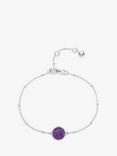 Auree Barcelona Personalised Birthstone Sterling Silver Beaded Chain Bracelet, Amethyst - February