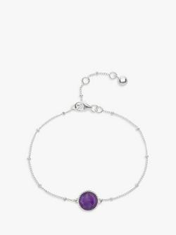 Auree Barcelona Personalised Birthstone Sterling Silver Beaded Chain Bracelet, Amethyst - February