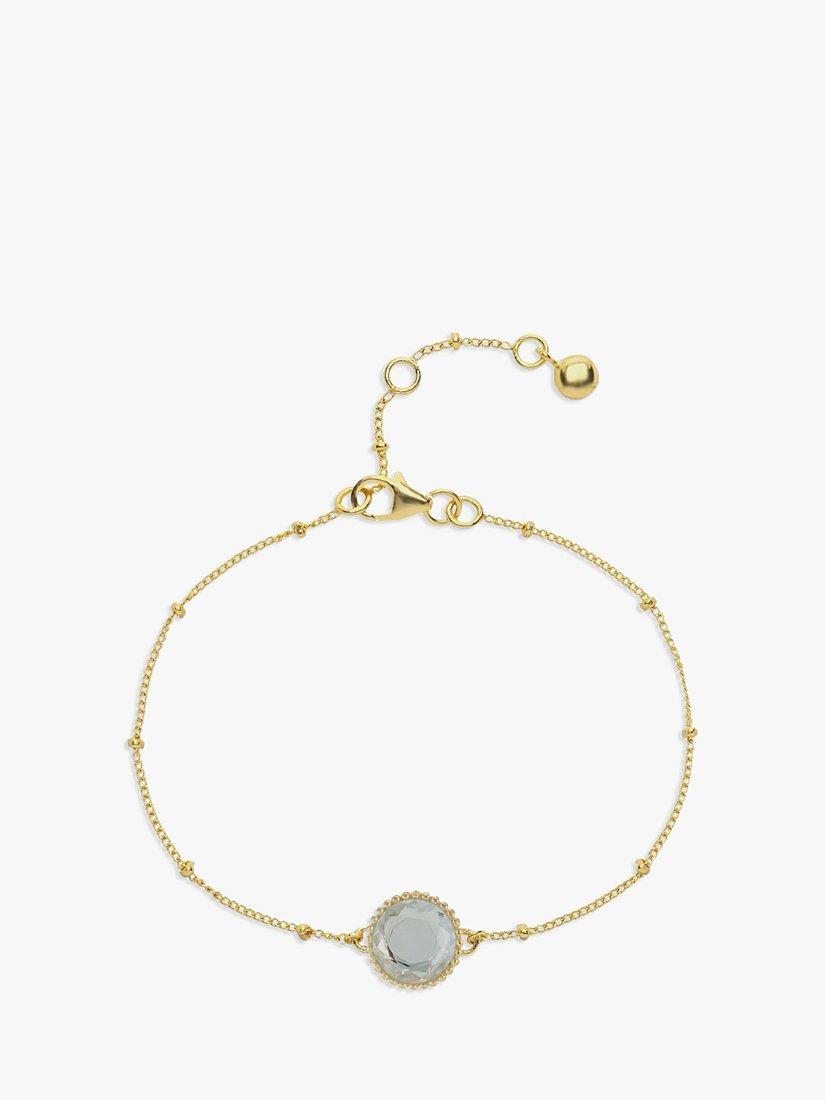 Product image 1 of 6, which shows Auree Barcelona Personalised Birthstone Gold Vermeil Beaded Chain Bracelet, Crystal - April
