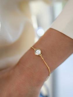 Auree Barcelona Personalised Birthstone Gold Vermeil Beaded Chain Bracelet - view 2, Crystal - April