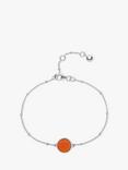 Auree Barcelona Personalised Birthstone Sterling Silver Beaded Chain Bracelet, Carnelian - July