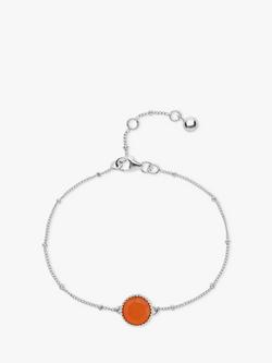 Auree Barcelona Personalised Birthstone Sterling Silver Beaded Chain Bracelet, Carnelian - July