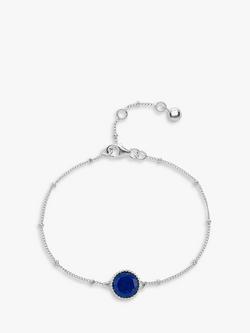 Auree Barcelona Personalised Birthstone Sterling Silver Beaded Chain Bracelet, Lapis Lazuli - September