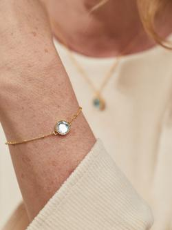 Auree Barcelona Personalised Birthstone Gold Vermeil Beaded Chain Bracelet - view 2, Blue Topaz - March