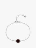 Auree Barcelona Personalised Birthstone Sterling Silver Beaded Chain Bracelet, Garnet - January