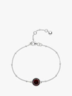 Auree Barcelona Personalised Birthstone Sterling Silver Beaded Chain Bracelet, Garnet - January