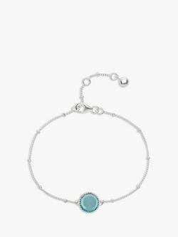 Auree Barcelona Personalised Birthstone Sterling Silver Beaded Chain Bracelet, Blue Topaz - March