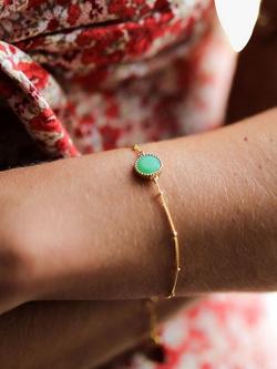 Auree Barcelona Personalised Birthstone Gold Vermeil Beaded Chain Bracelet - view 2, Chrysoprase - May