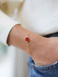 Auree Barcelona Personalised Birthstone Gold Vermeil Beaded Chain Bracelet, Carnelian - July