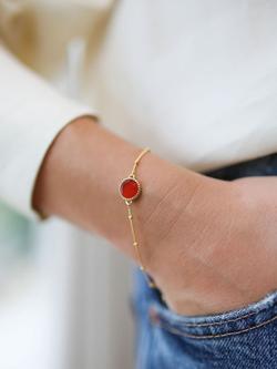 Auree Barcelona Personalised Birthstone Gold Vermeil Beaded Chain Bracelet - view 2, Carnelian - July