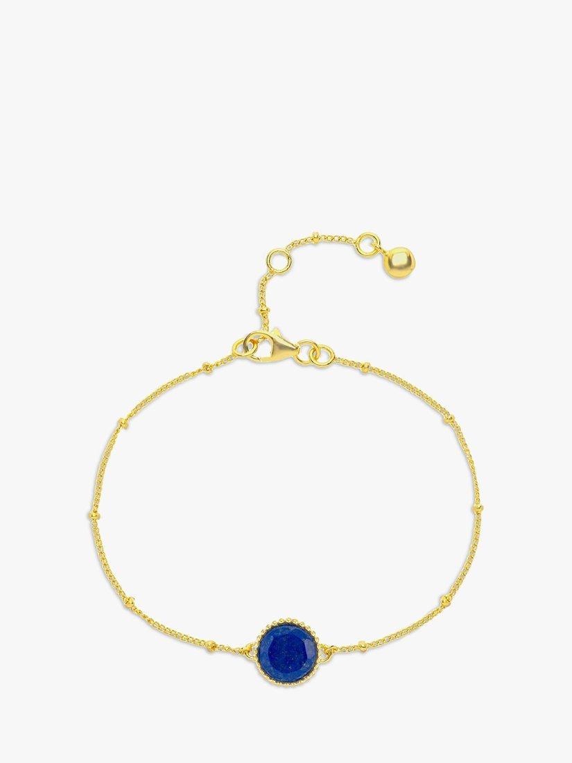Product image 1 of 6, which shows Auree Barcelona Personalised Birthstone Gold Vermeil Beaded Chain Bracelet, Lapis Lazuli - September