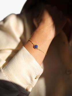 Auree Barcelona Personalised Birthstone Gold Vermeil Beaded Chain Bracelet - view 2, Lapis Lazuli - September