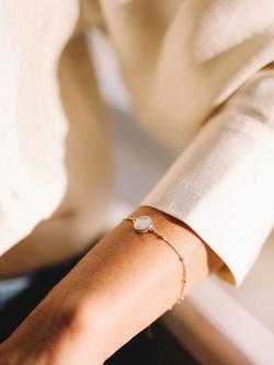 Auree Barcelona Personalised Birthstone Gold Vermeil Beaded Chain Bracelet - view 2, Moonstone - June