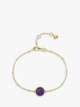 Auree Barcelona Personalised Birthstone Gold Vermeil Beaded Chain Bracelet, Amethyst - February