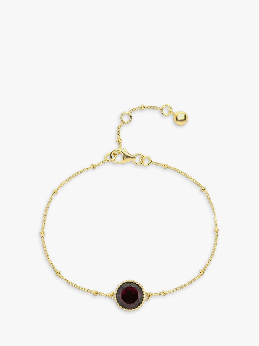 Product image 1 of 6, which shows Auree Barcelona Personalised Birthstone Gold Vermeil Beaded Chain Bracelet, Garnet - January