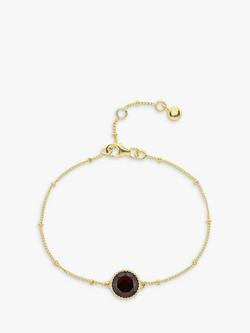 Auree Barcelona Personalised Birthstone Gold Vermeil Beaded Chain Bracelet, Garnet - January