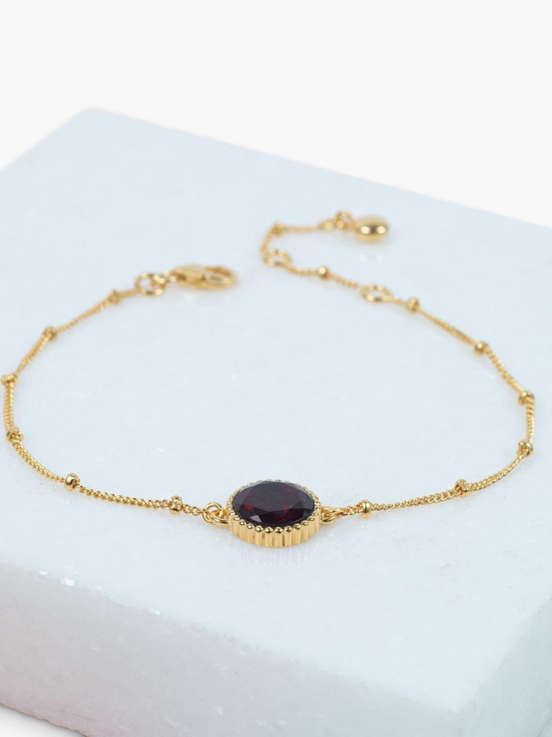 Product image 3 of 6, which shows Auree Barcelona Personalised Birthstone Gold Vermeil Beaded Chain Bracelet, Garnet - January