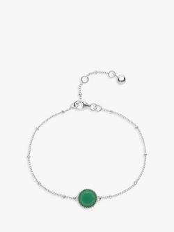 Auree Barcelona Personalised Birthstone Sterling Silver Beaded Chain Bracelet, Chrysoprase - May