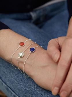Auree Barcelona Personalised Birthstone Sterling Silver Beaded Chain Bracelet - view 2, Green Amethyst - August