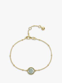 Auree Barcelona Personalised Birthstone Gold Vermeil Beaded Chain Bracelet, Green Amethyst - August