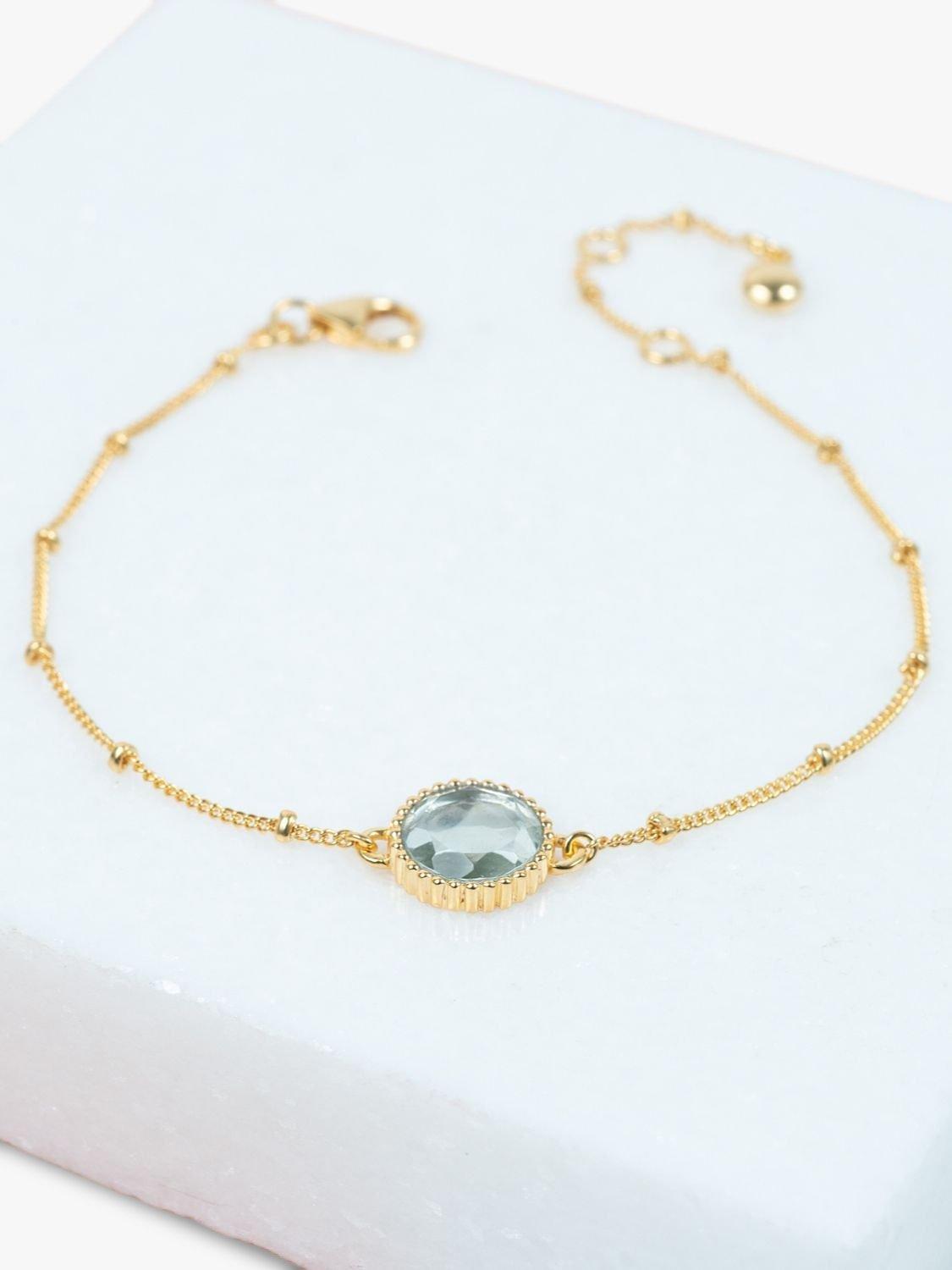 Product image 3 of 6, which shows Auree Barcelona Personalised Birthstone Gold Vermeil Beaded Chain Bracelet, Green Amethyst - August