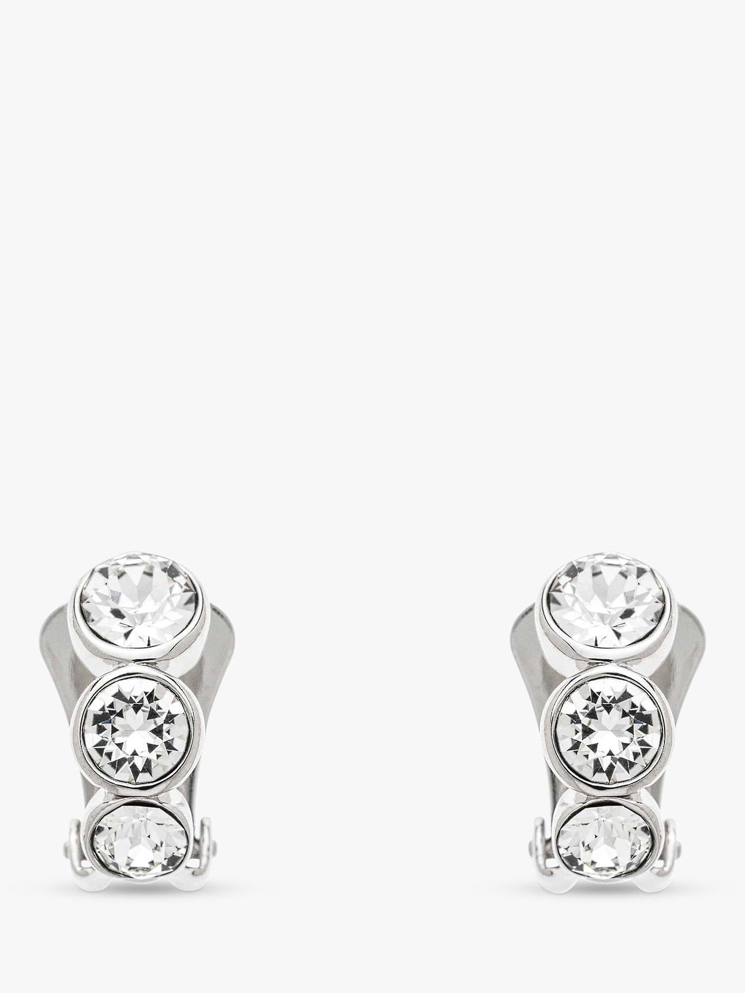 Product image 1 of 3, which shows Emma Holland Trio Crystal Clip-On Earrings, Silver