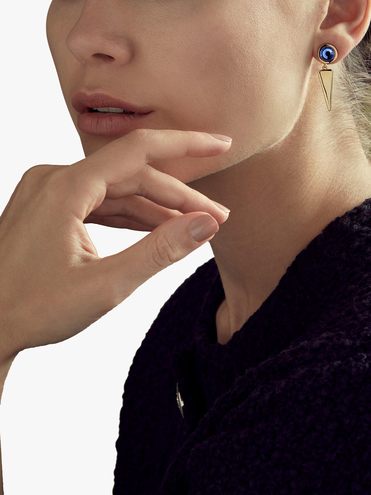 Product image 2 of 3, which shows Emma Holland Crystal Drop Clip-On Earrings, Gold/Purple