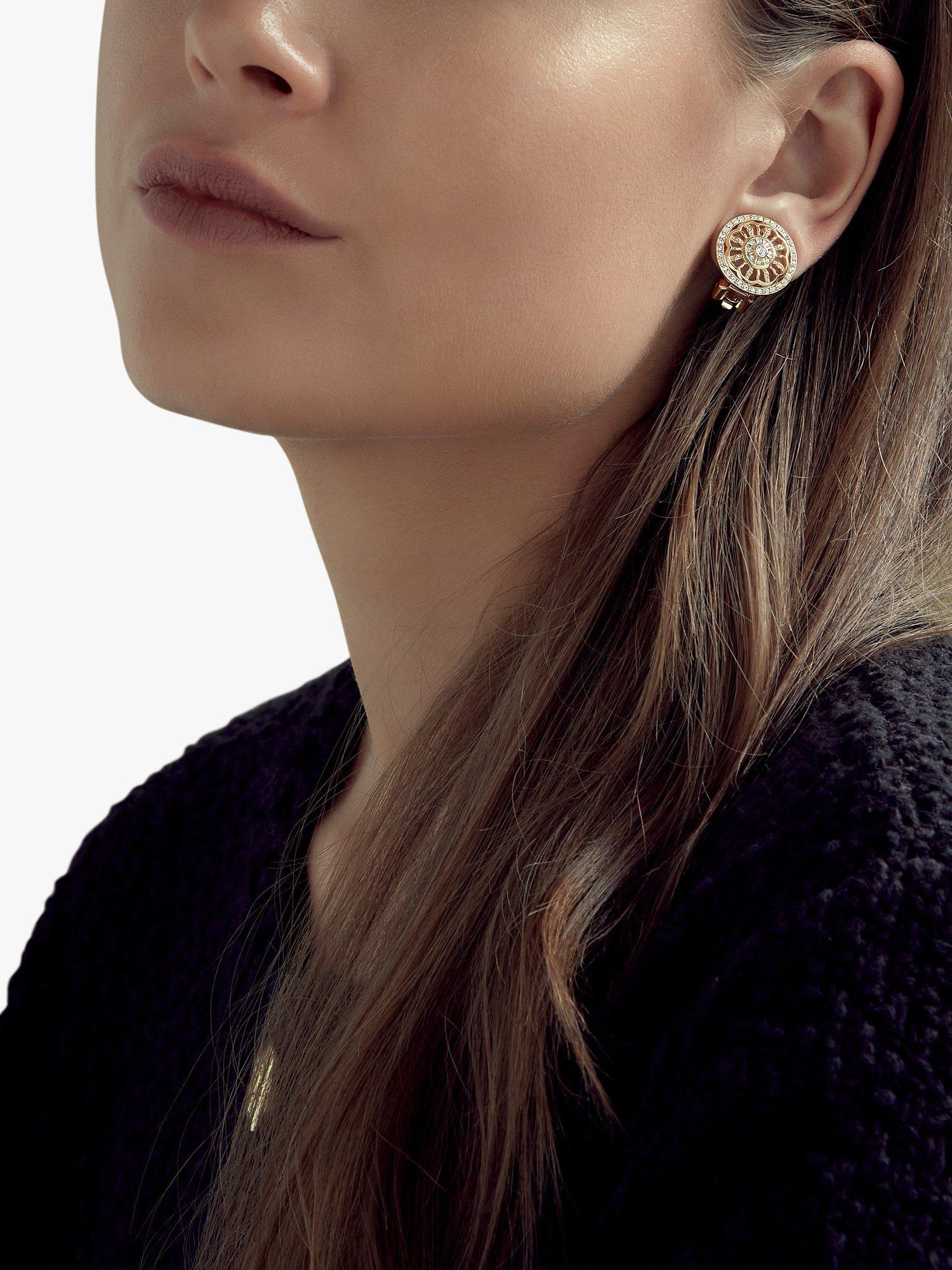 Product image 2 of 3, which shows Emma Holland Crystal Statement Disc Clip Earrings, Gold