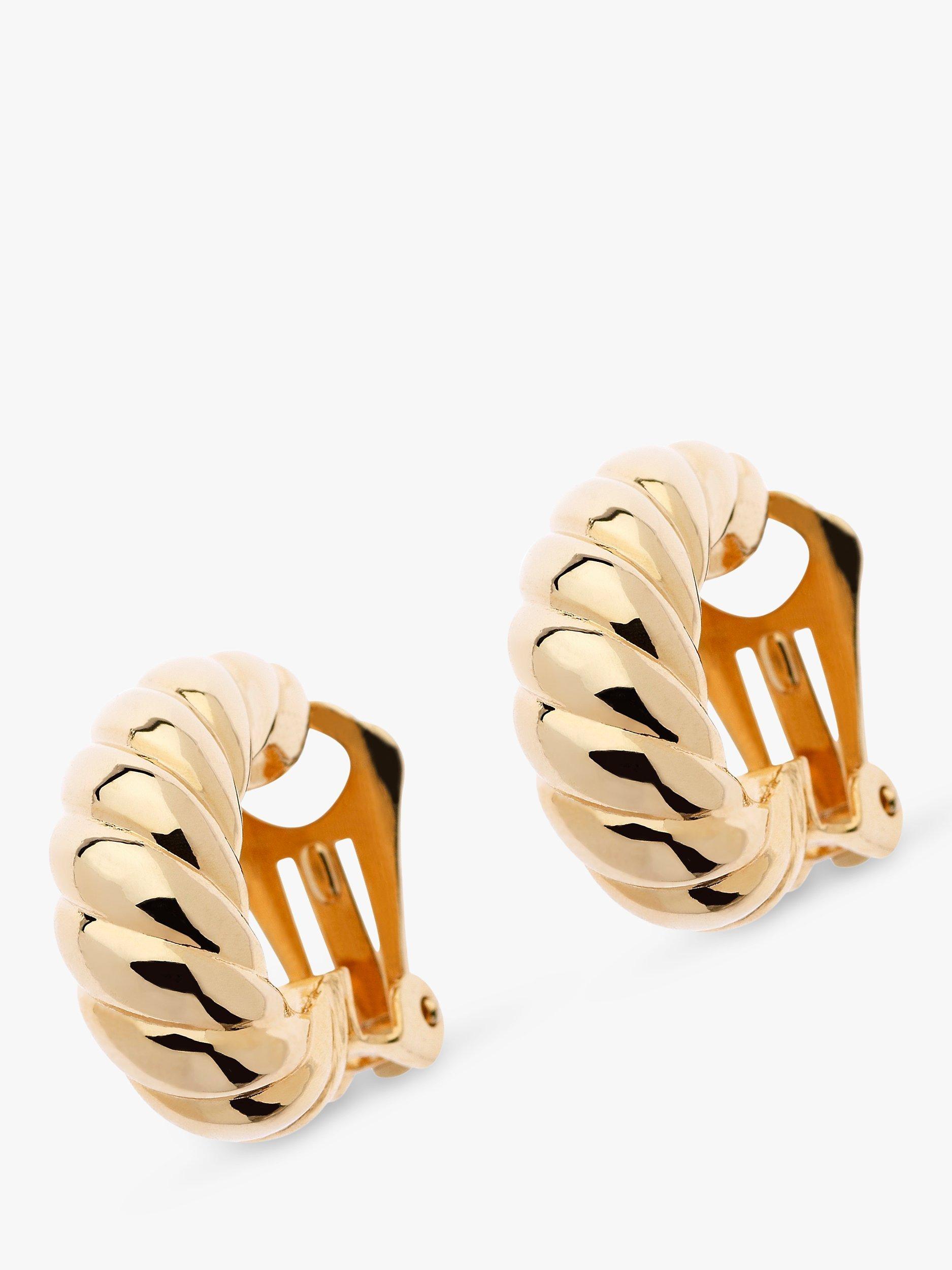 Product image 1 of 3, which shows Emma Holland Twisted Hoop Clip-On Earrings, Gold