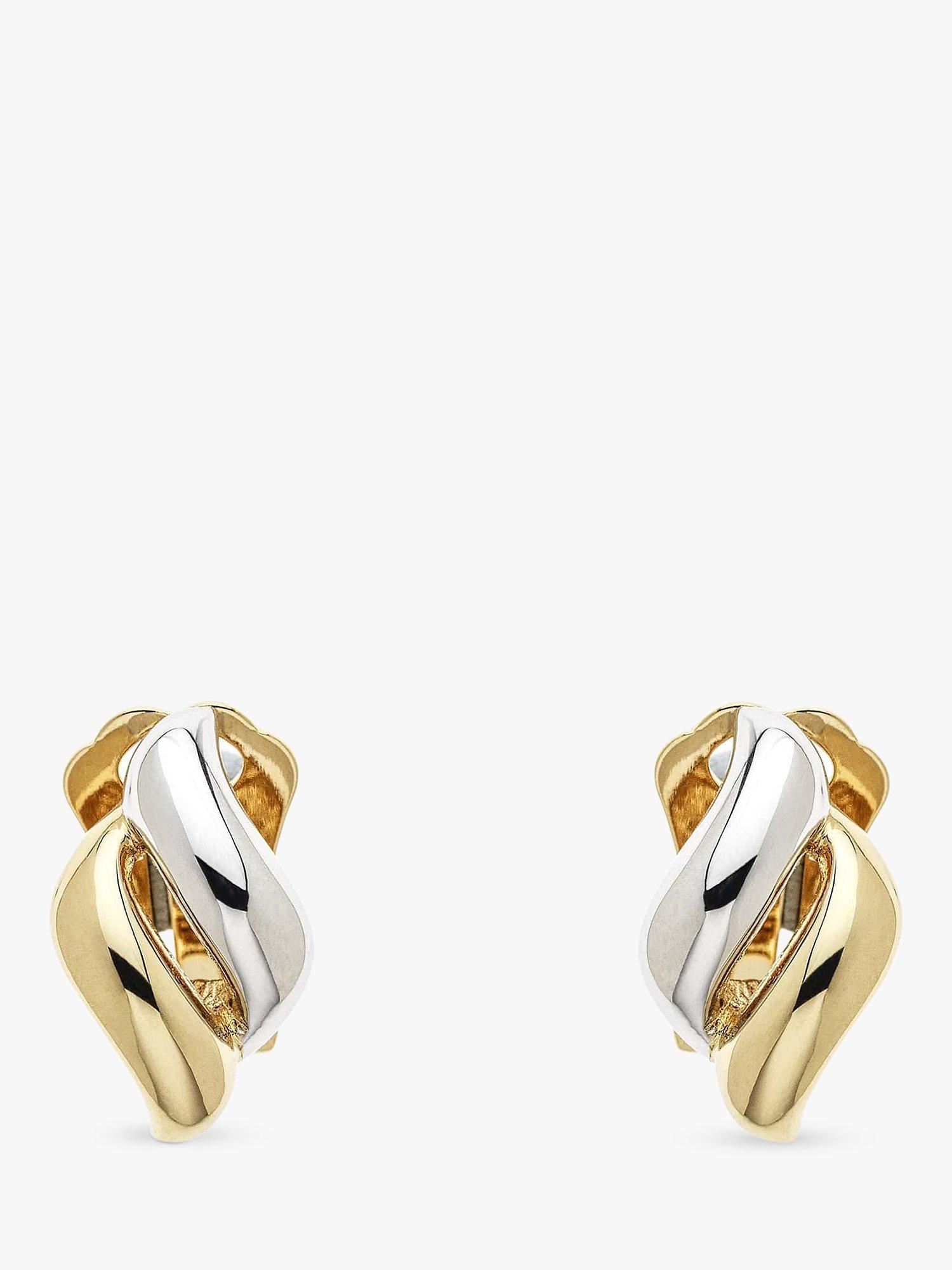 Product image 1 of 3, which shows Emma Holland Diamond Shape Twist Clip-On Earrings, Gold/Silver