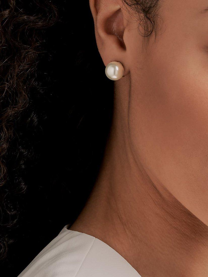 Product image 2 of 3, which shows Emma Holland Faux Pearl Clip-On Earrings, White/Platinum