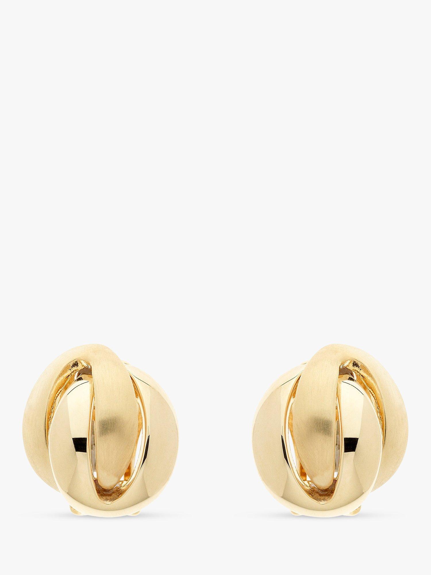 Product image 1 of 3, which shows Emma Holland Polished & Satin Finish Knot Clip-On Earrings, Gold