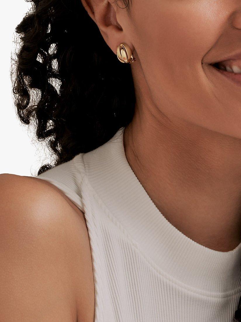 Product image 2 of 3, which shows Emma Holland Polished & Satin Finish Knot Clip-On Earrings, Gold