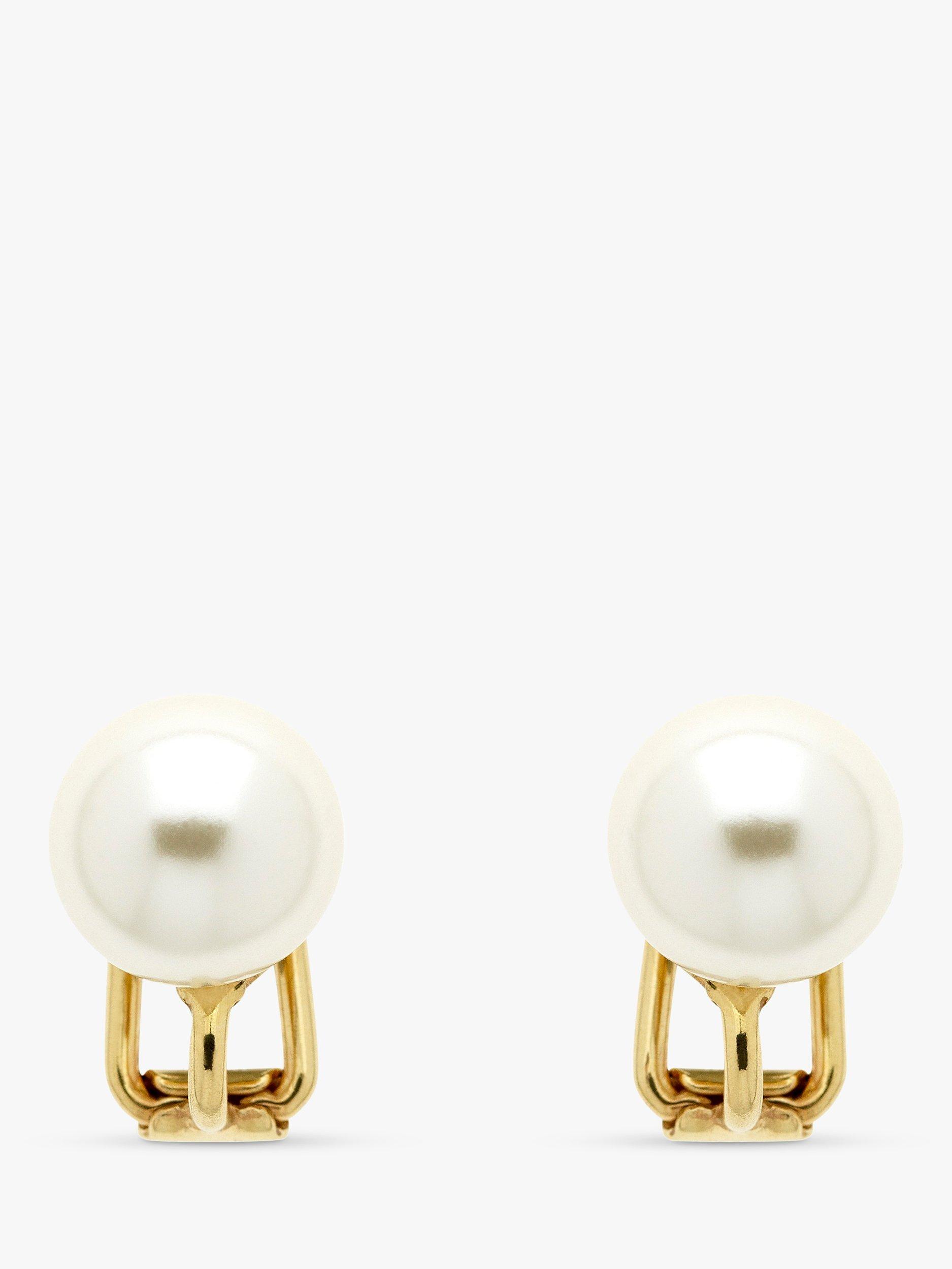 Product image 1 of 3, which shows Emma Holland Faux Pearl Clip-On Earrings, Cream/Gold