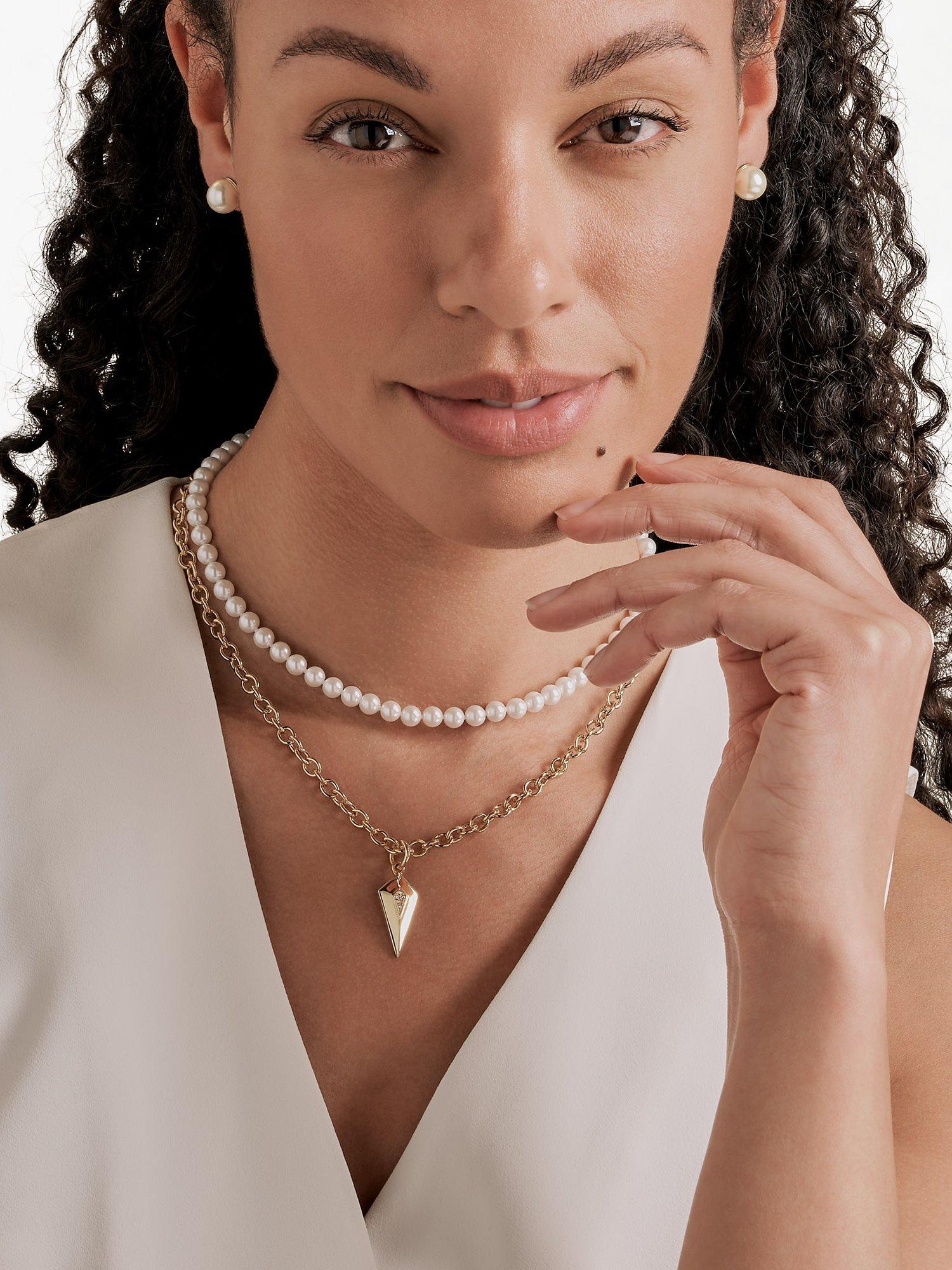 Product image 2 of 3, which shows Emma Holland Faux Pearl Clip-On Earrings, Cream/Gold