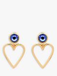 Emma Holland Crystal Heart Drop Clip-On Earrings, Gold