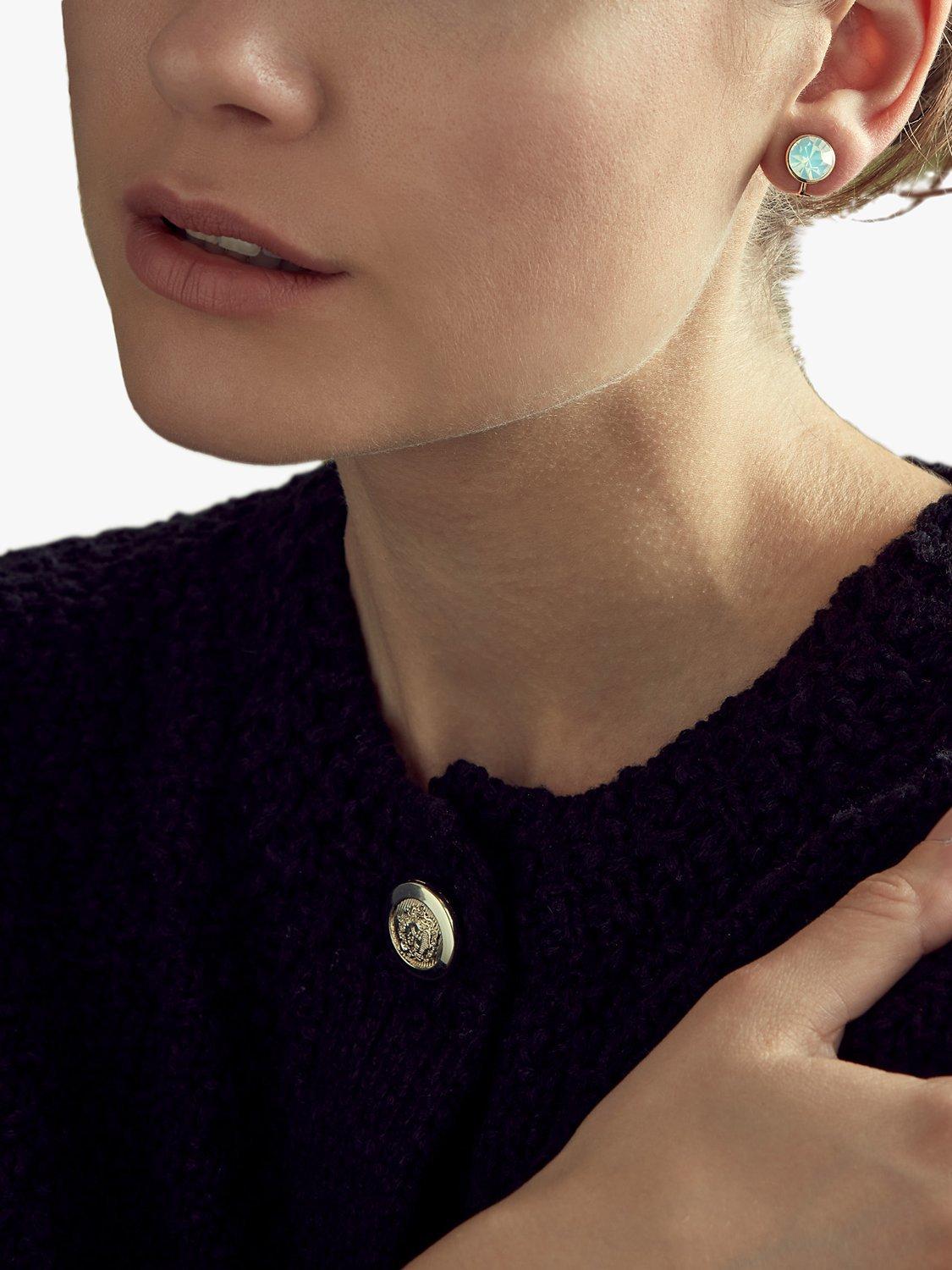 Product image 2 of 3, which shows Emma Holland Opal Crystal Clip-On Earrings, Gold