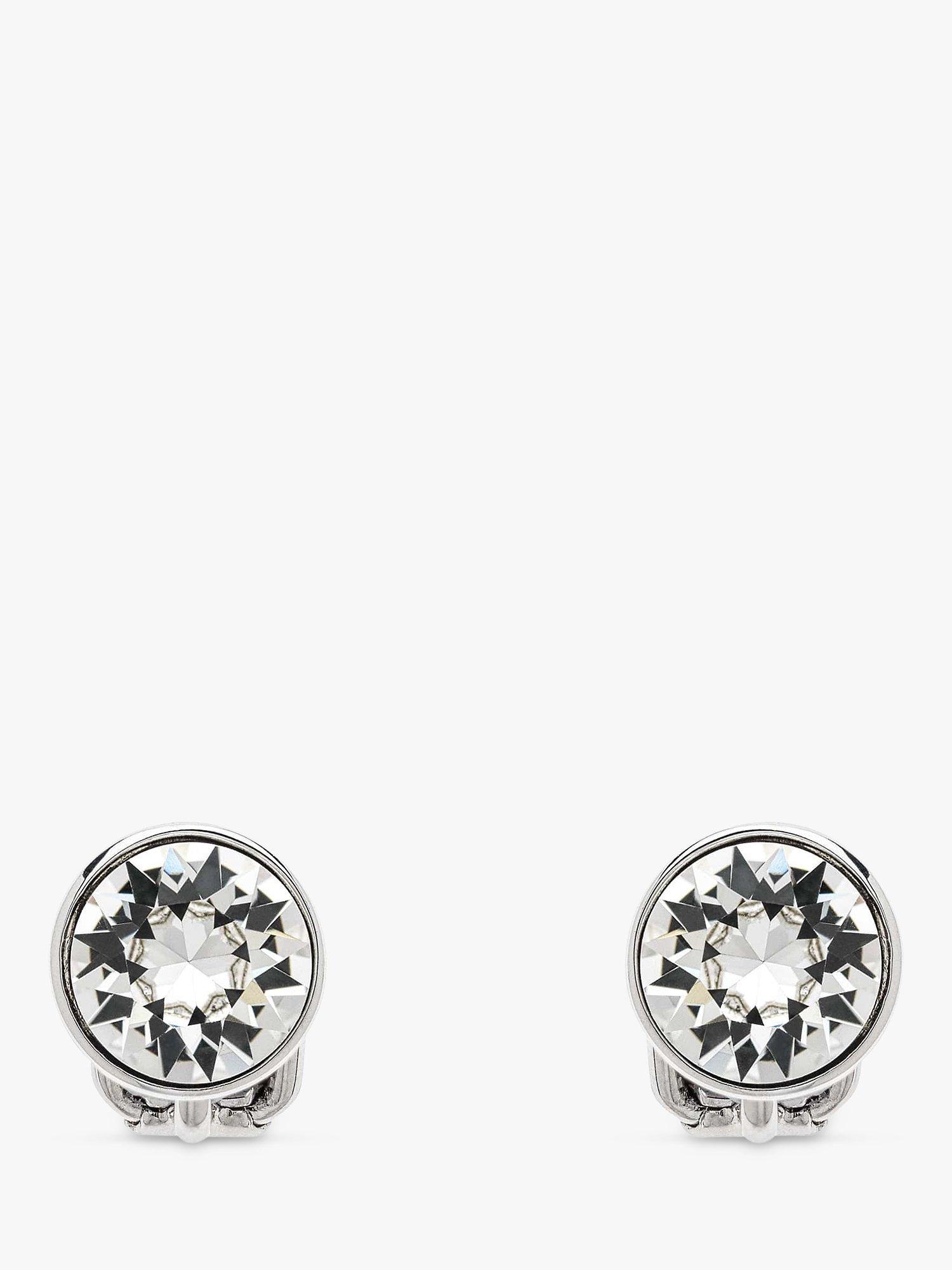 Product image 1 of 3, which shows Emma Holland Crystal Stud Clip-On Earrings, Silver
