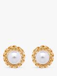 Emma Holland Faux Pearl Round Clip-On Earrings, Gold/White