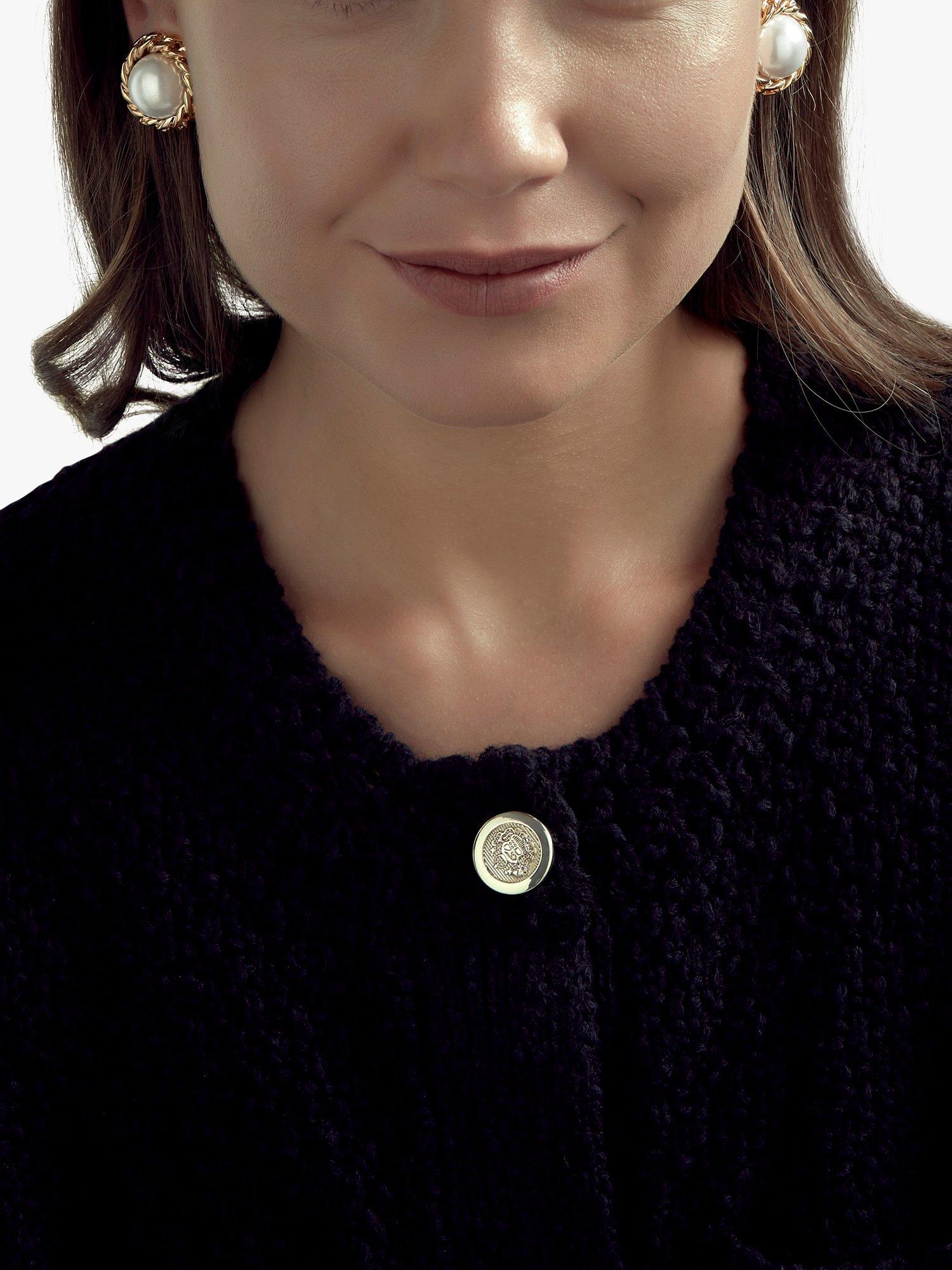 Product image 2 of 3, which shows Emma Holland Faux Pearl Round Clip-On Earrings, Gold/White