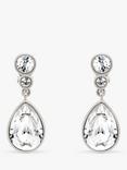 Emma Holland Clip-On Crystal Teardrop Drop Earrings, Silver