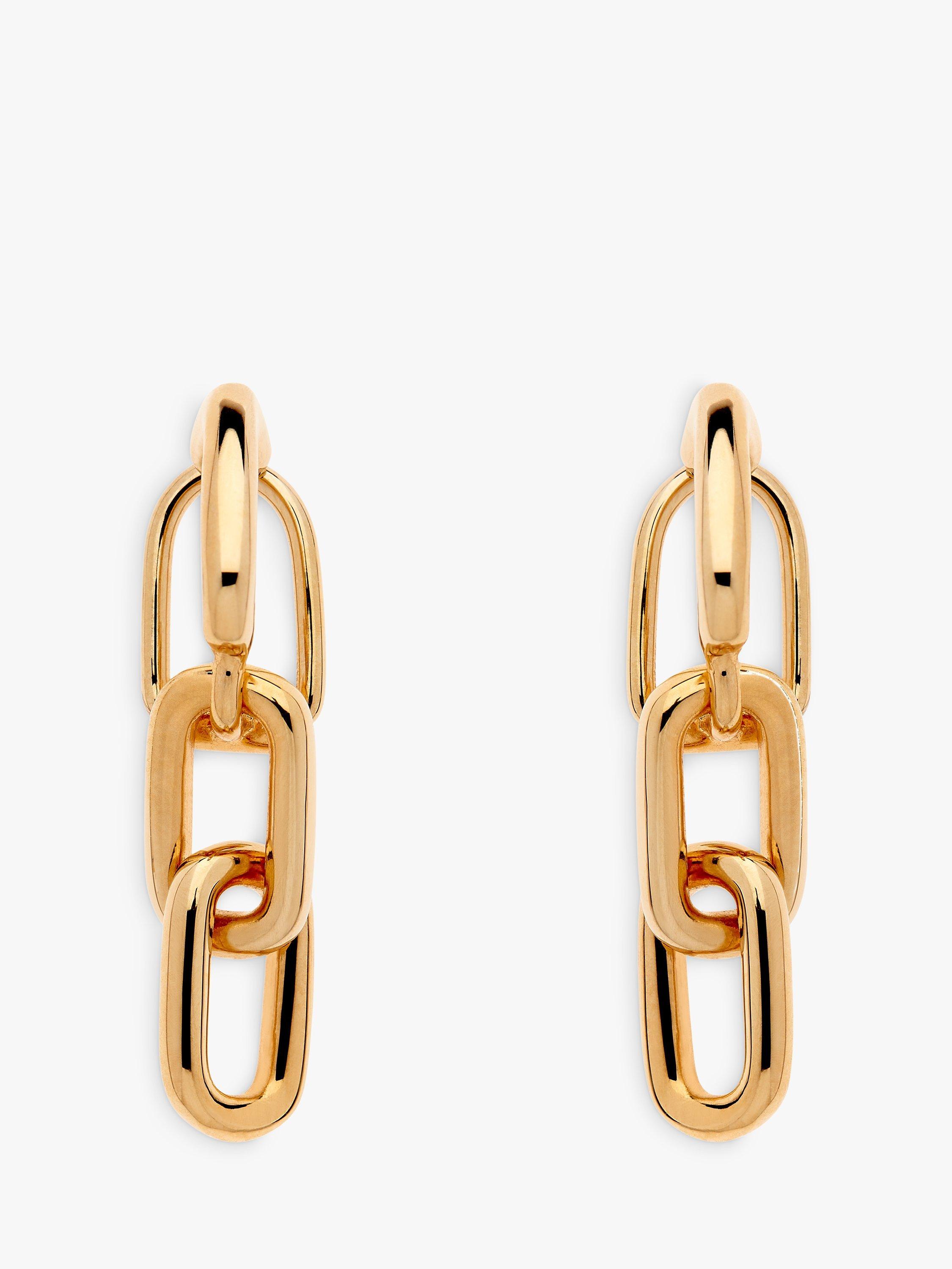 Product image 1 of 3, which shows Emma Holland Link Drop Clip-On Earrings, Gold