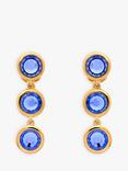 Emma Holland Triple Crystal Round Drop Clip-On Earrings, Gold/Purple