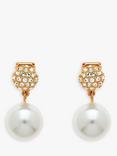 Emma Holland Crystal and Faux Pearl Clip-On Earrings, Gold/White