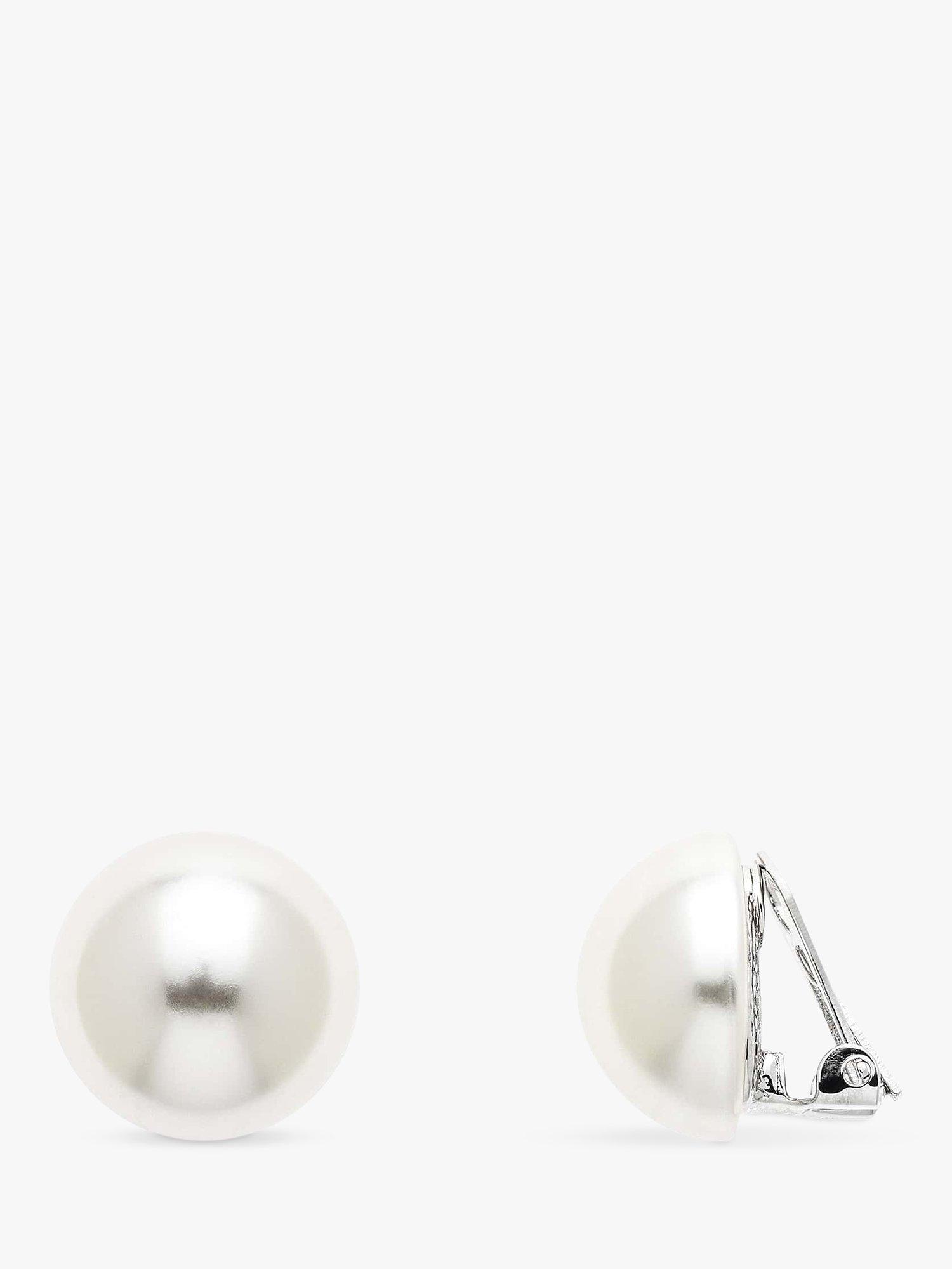 Product image 1 of 3, which shows Emma Holland Faux Pearl Round Clip-On Earrings, White