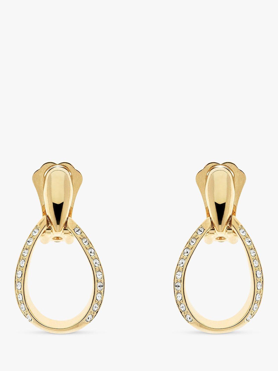 Emma Holland Crystal Teardrop Clip-On Drop Earrings, Gold
